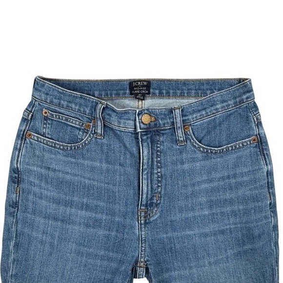 J.Crew Denim - J. Crew Mid-Rise Flare Crop Jeans‎ Womens 27 Blue Medium Wash Stretch Denim
